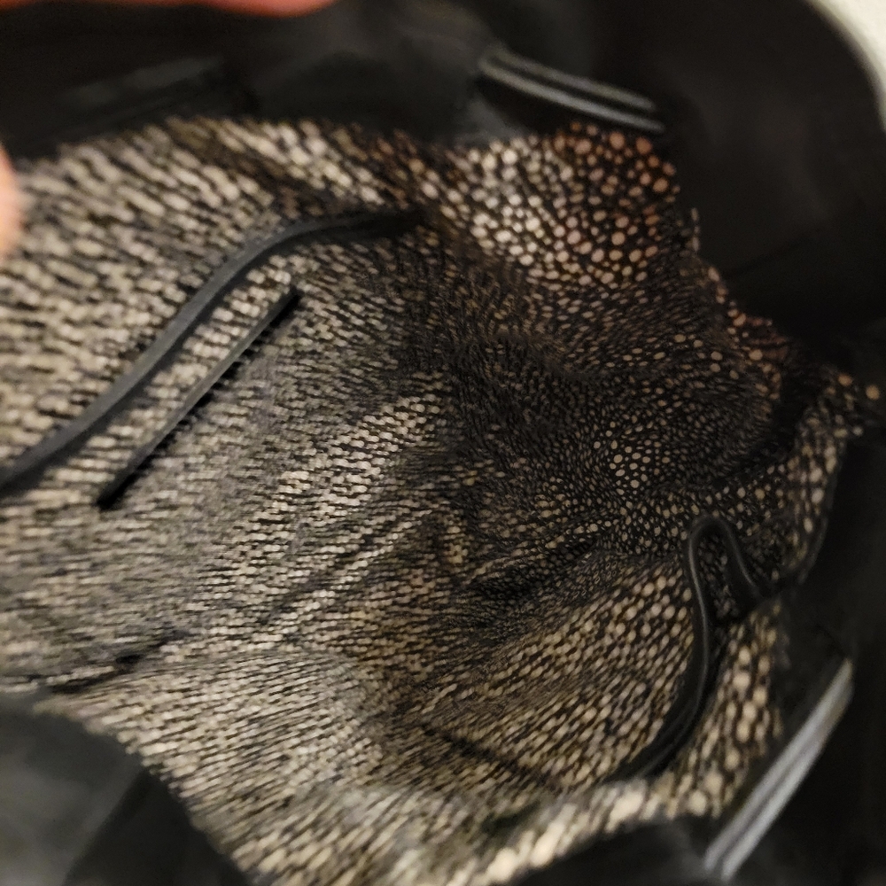 NWOT Loeffler Randall genuine leather fringe handbag purse. Black tan metallic - Picture 11 of 16
